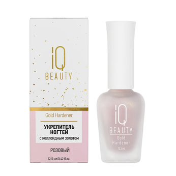 Средство для ногтей/ Укрепитель с коллоидным золотом Iq Beauty Gold Hardener/ для ослабленных и ломких ногтей, 12.5 мл (Rose)